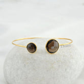 Smoky Quartz Bracelet - 925 Silver - Handmade Bracelet - 14mm, 10mm - Gemstone Jewelry - Gift For Nurse - Jewelry For Month Birthday